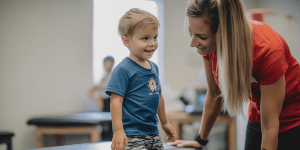 a chiropractor working with a young child